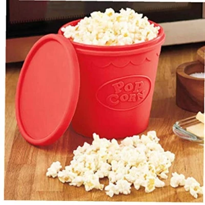 Image of Collapsible Silicone Microwave Bowl, Hot Air Popcorn Popper Bowl Maker with Lid, Easy to Carry, Dishwasher Safe 1pc