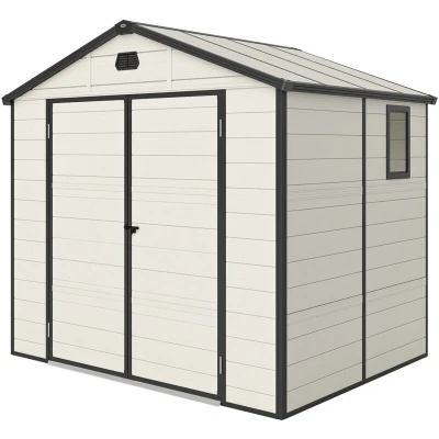 Image of Outsunny 8 x 6ft Garden Shed Storage with Foundation Kit Vents Cream White 845 410V05CW