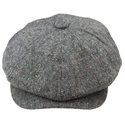 Image of TruClothing 8 Panel Baker Boy Cap Shelby Hat Wool Vintage Tweed Classic Brown Grey Razor S