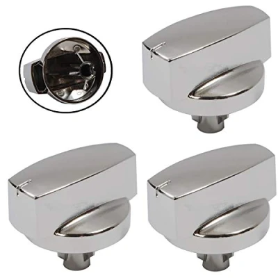 Image of Genuine Belling 444445412 444445413 1000DF Oven Cooker Knob Function Control Switch (Silver/Chrome, Pack of 3 Knobs)