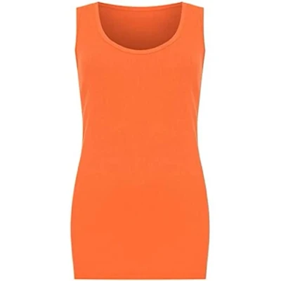 Image of MAYA® Plus Size Womens Plain Ribbed Ladies Sleeveless Scoop Neck Vest Top 14 32 (20, Orange)