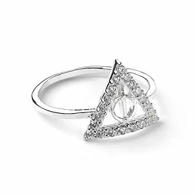 Image of Harry Potter Sterling Silver Deathly Hallows Ring with Crystals size Extra Large XL