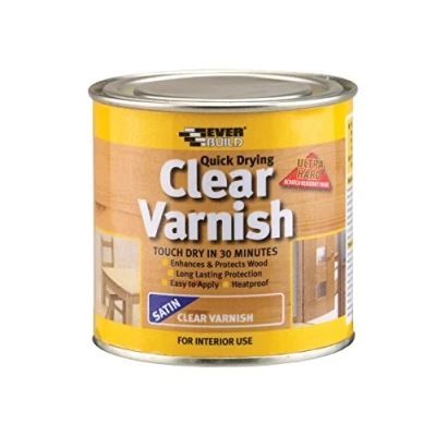 Image of Everbuild Quick Drying Clear Varnish Indoor Use Ideal For Interior Wood Scratch Resistant Satin Finish 250ml