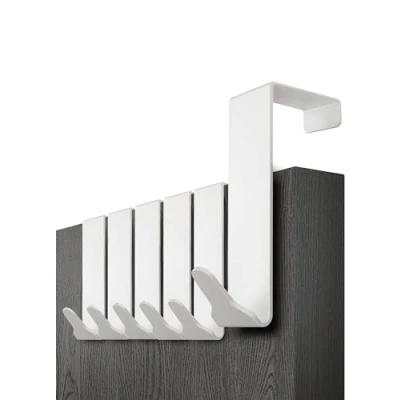 Image of Menz Premium Over Door Hanger Set of 6 White Coat Hooks 46mm with Anti Slip and Felt Pads, Sturdy Hook Türhaken Weiß UK