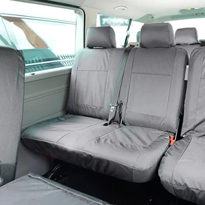 Image of UK Custom Covers SC213G Tailored Heavy Duty Waterproof 2nd Row Double Seat Cover Grey To Fit VW Transporter T5/T5.1 2003 2015