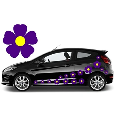 Image of TEEZ 32 Purple &amp; yellow flower car decals,stickers, graphics