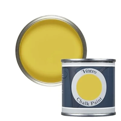 Image of Vintro Paint Yellow Chalk Furniture Shabby Chic Ultra Matt Finish 125ml (Sunflower Yellow, 125ml)