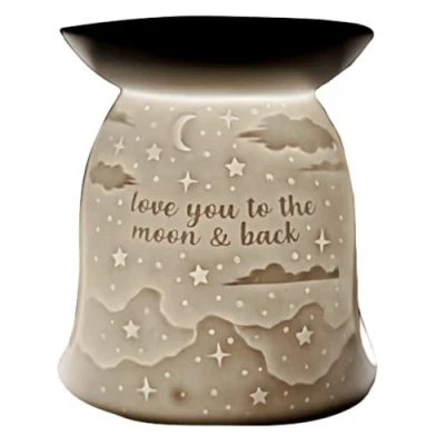Image of Cello Tealight Wax Melt &amp; Oil Burner, Love You To The Moon, Stunning Porcelain Decor. Use as Burners or Essential Burner and Magically Fragrance Your Room For Her.