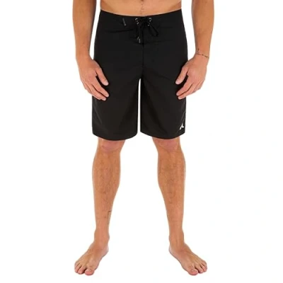 Image of Hurley Men&#039;s One and Only Solid 20&quot; Board Shorts, Black/White, 30A