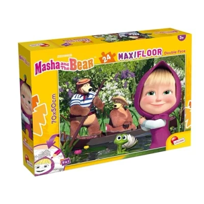 Image of Lisciani Masha and the Bear MaxiFloor Jigsaw Puzzle 24 Pieces For Kids ages 3 up 50x70 cm Large with Double Colour Plate Develops Thinking Ability Skill
