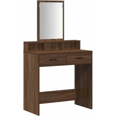 Image of vidaXL Brown Oak Dressing Table with Drawers, 79x41x140 cm