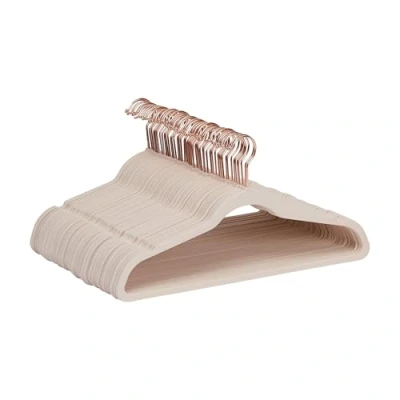 Image of Amazon Basics Slim, Velvet Non Slip Suit Clothes Hangers, 50 Pack, Blush Pink/Rose Gold