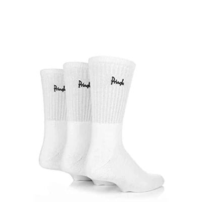 Image of Mens 3 Pair Pringle Cotton Cushion Sports Socks White 12 14
