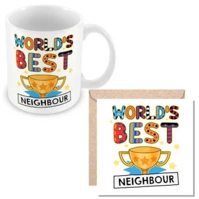 Image of MUGGZ Neighbour Mug &amp; Card Worlds Best Gift Giftset Made in The UK