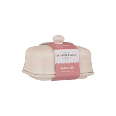 Image of Mason Cash in The Meadow Butter Dish Embossed Floral Design, Durable Stoneware, Airtight Lid Holds Up to 500g of Classic Kitchen &amp; Tabletop Storage (9cm H x 15.6cm L 10.6cm W)