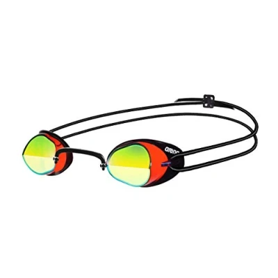 Image of arena Swedix Mirror Unisex Adult Race Swimming Goggles, Swedish Goggles with Anti Fog Angled Mirrored Lenses, UV Protection, 4 Interchangeable Nose Bridges, TPR Seals