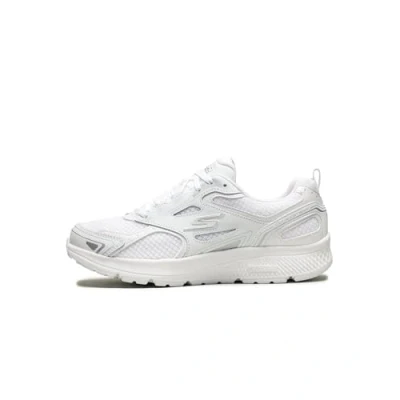 Image of Skechers Men&#039;s Go Run Consistent Sneaker, White Leather Synthetic Silver Textile WSL, 2 UK