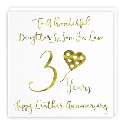 Image of Hunts England Daughter And Son In Law 3rd Anniversary Card To A Wonderful &amp; 3 Years Happy Leather Milano Collection