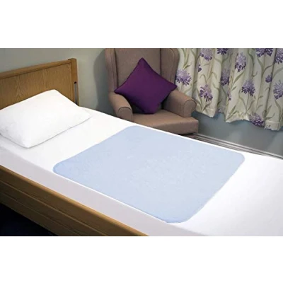 Image of ComfortCare Eco Blue, Washable Incontinence Pad Bed Protector Sheet, Single Pad, 90 x cms, 35½&quot;