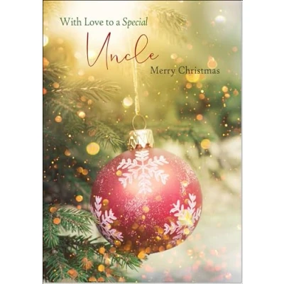 Image of doodlecards Uncle Christmas Card Tree Bauble Medium Size for with Plain Envelope