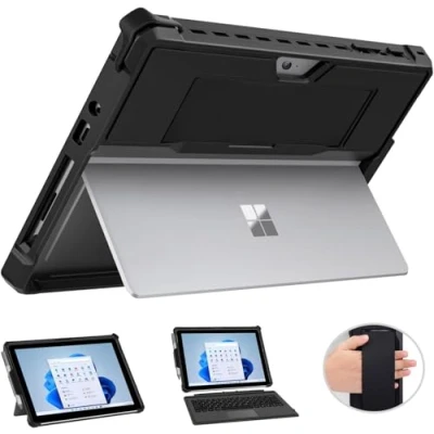 Image of MoKo Case Fit Microsoft Surface Go 4 /Surface 3 / 2 Case, All in One Protective Cover with Pen Holder Hand Strap, Compatible Type Keyboard Black