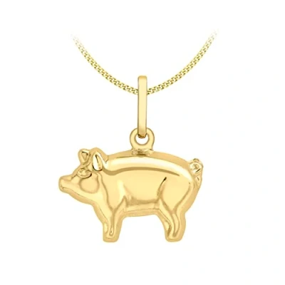 Image of Carissima Gold Women&#039;s 9ct Yellow Pig Pendant on Curb Chain Necklace of 46cm/18&quot;