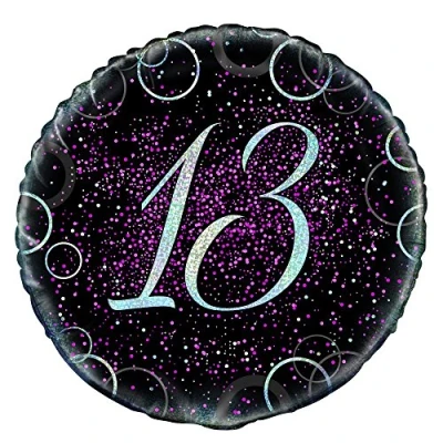 Image of Unique Party 55791 18&quot; Glitz Pink Foil 13th Birthday Balloon