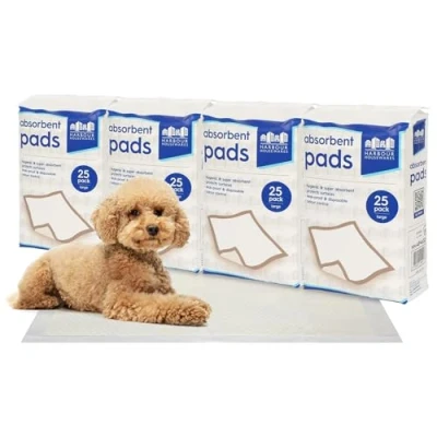 Image of Harbour Housewares Disposable Puppy Pads 60cm x 100x Large Absorbent Training Leak Proof Pee for Dogs, Cats, Kittens Potty Mats
