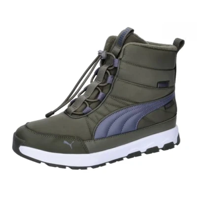 Image of Puma Evolve Puretex JR Unisex Winter boots for kids, Size: 4, Dark olive/galactic gray/white Synthetics/textile