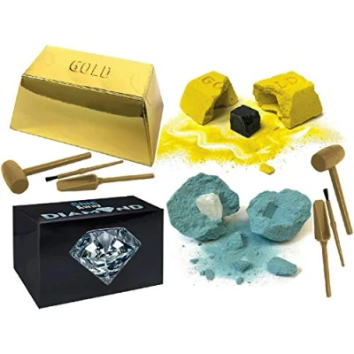 Image of Schylling Chip Away Science Digs Gold &amp; Diamond Gift Set Bundle 2 Pack