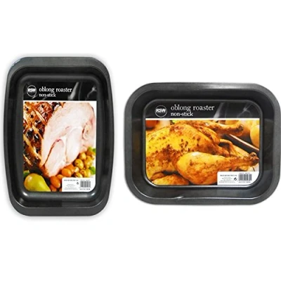 Image of BS 2 x Non Stick Oven Baking Roasting Roaster Tin Tray Pan