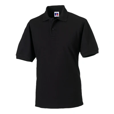 Image of Russell Athletic Mens Polycotton Pique Hardwearing Polo Shirt (Black) Size X Large