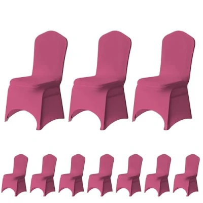 Image of Trimming Shop Spandex Fushia Chair Cover Stretch Fabric Removable Washable Protective Slipcovers for Weddings Banquets Ceremony Hotel Dining Parties Décor, 10pcs
