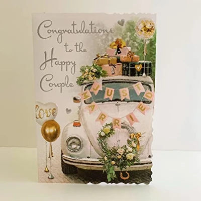 Image of Jonny Javelin Congratulations To The Happy Couple Wedding Day Card Car