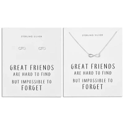 Image of Philip Jones Sterling Silver Infinity Friendship Quote Set