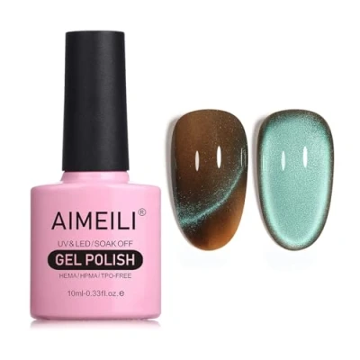 Image of AIMEILI Magnetic Gel Nail Polish Cat Magnet Eye Polish, UV LED Soak Off Glitter Varnish Art Manicure Pedicure, Hema free, Cruelty Vegan, Long Lasting &amp; Easy to Apply 10ml 754