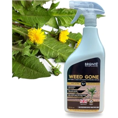 Image of Weed Gone 1L Glyphosate Free Weedkiller Fast Acting Natural Formula. 24 Hour Visible Results. Pet &amp; Eco Friendly. Kills Weeds Moss on Paths, Driveways Patios. UK Made, Recyclable Spray Bottle