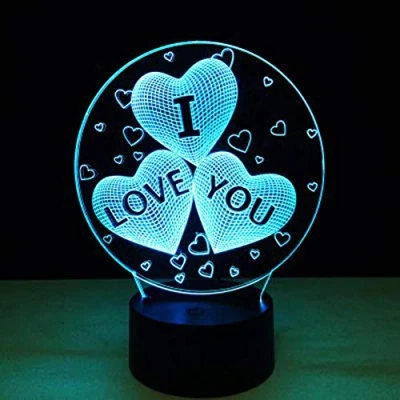 Image of ZYTC 7 Color I Love You Night Lights Gifts for Kids Women Mom Girls Smart Touch &amp; Remote Control 3D Illusion Lamp Romantic Light Children Led Desk Lamps