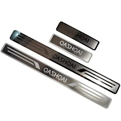Image of EAGLEG 4 Pcs Stainless Steel Car Door Sill Protector for Nis san Qashqai J10 J11, Auto Welcome Pedal Kick Plates Scuff Guard Styling Decoration Accessory,Silver