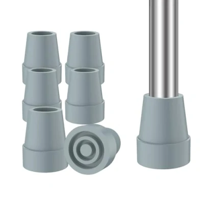 Image of supregear Cane Tips (6 Pack), 19 mm Replacement Tip for Walking Crutch Sticks High Strength Rubber and Carbon Black Mixed Non Slip Stable Foot Pad Folding Accessory, Grey