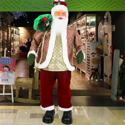 Image of WSNCXFW Singing Dancing Santa Claus, Life Size Electric Moving Statue, Animated Claus,Moving Figure Christmas Decoration,for Outdoor/Indoor Decoration,180CM