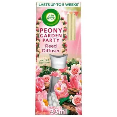 Image of Air Wick Freshener Reed Diffuser Fragrance: Peony Garden Party Room Size: Pack of 1 x 33ml Usage: Lasts up to 5 weeks