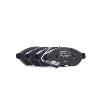 Image of 77366017, 77366018, 77366019, 77367091 Brake pad set BOSCH 0 986 494 111 Low Metallic with integrated wear sensor anti squeak plate