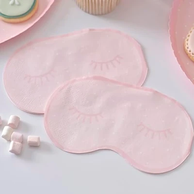 Image of Ginger Ray Pink Polka Dots Eye Mask Shaped Paper Napkins Birthday Pamper Party Tableware 16 Pack