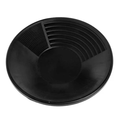 Image of Outdoor 38cm/15inches Gold pan with Dual Riffles Washing for Prospecting Useful Black Mining Mine panning kit gem Old