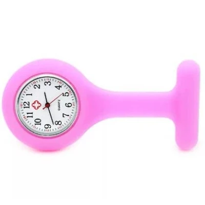 Image of Beauty + Nurse Watch Brooch Silicone with Clip Pocket Fob Hanging for Doctor (Baby Pink)