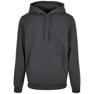 Image of Build Your Brand Men&#039;s Basic Hoody Hooded Sweatshirt, Charcoal, XS
