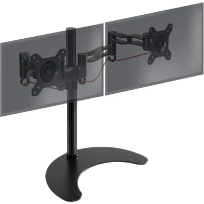 Image of Duronic Laptop Desk Mount DM35L1X1, Dual Monitor Arm Stand for 13 27 PC Screens, and with VESA 75 100, Adjustable Pole Home Office Work