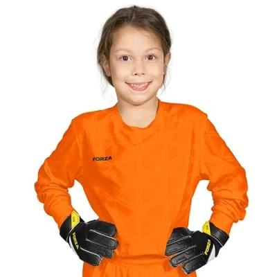 Image of FORZA Kids&#039; Goalkeeper Long Sleeve Shirt Youth Football Jersey with Quick Dry Fabric Ages 5 14 (UK, Age, 9 Years, 10 Regular, Fluro Orange)