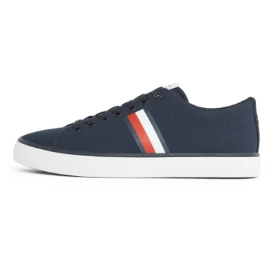 Image of Tommy Hilfiger Men&#039;s TH HI Vulc Low CORE Stripes MESH, Blue (Desert Sky), 10